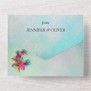 Invitation Tout En Un Le Paradis tropical de la Flore en un seul mariage