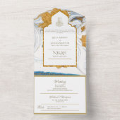 Invitation Tout En Un LeahG Blue Islam Mariage invite Nikah (À l'intérieur)