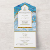 Invitation Tout En Un LeahG Blue Islam Mariage invite Nikah (À l'intérieur)