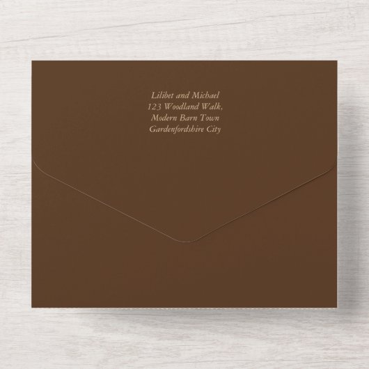 Invitation Tout En Un LeahG Brown Berry Prune Pourpre Mariage Automne Hi (Verso)