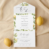 Invitation Tout En Un Lemon Sorrento Mariage de calligraphie de la côte