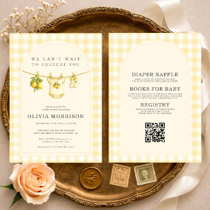 Invitation Tout en Un Lemon Squeeze Gingham Baby Shower