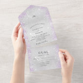 Invitation Tout En Un Les papillons violets en argent scintillent mariag (Déchirure)