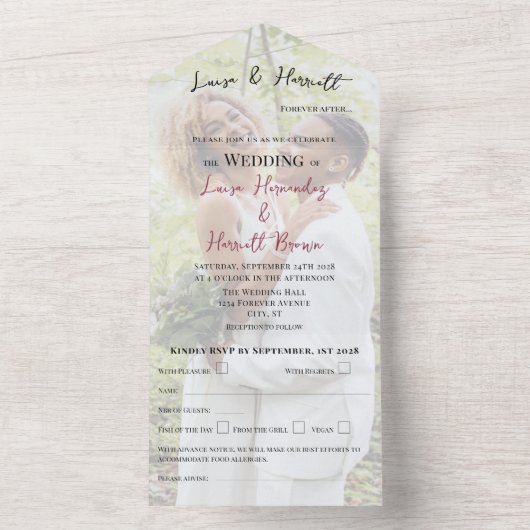 Invitation Tout En Un Lesbian Wedding Photo (À l'intérieur)