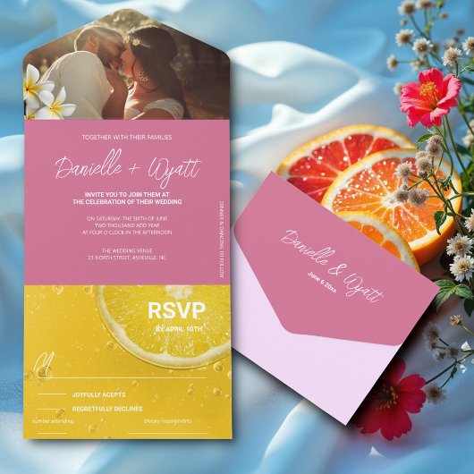 Invitation Tout En Un L'été italien moderne tout en un mariage Invitatio