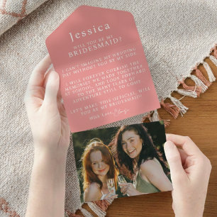 Invitation Tout En Un Lettre de Proposition de Demoiselle d'Honneur avec