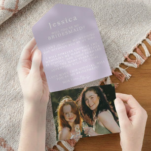Invitation Tout En Un Lettre de Proposition de Demoiselle d'Honneur avec