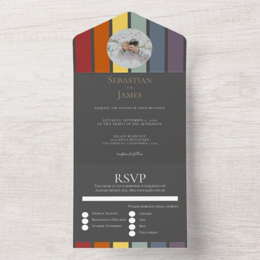 Invitation Tout En Un LGBTQ Rainbow Gay Elegant (À l'intérieur)