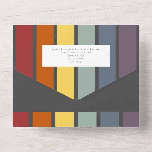 Invitation Tout En Un LGBTQ Rainbow Gay Elegant (Verso)