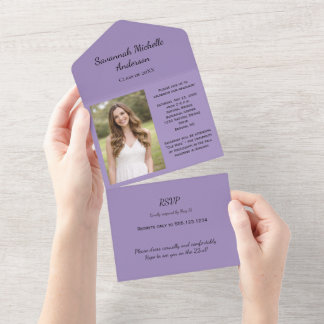 Invitation Tout En Un Light Purple Photo Graduation All In One