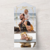 Invitation Tout En Un Ligne Or Festive Tirée Cadre Ruban 1-Photo (À l'intérieur)