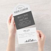 Invitation Tout En Un Ligne Skyline Houston Deco | MARIAGE (Déchirure)