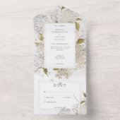 Invitation Tout En Un Lilacs blancs romantiques rustiques sur blanc Sans (À l'intérieur)