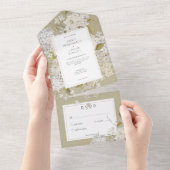 Invitation Tout En Un Lilacs blancs romantiques rustiques sur Sage No Di (Déchirure)