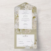 Invitation Tout En Un Lilacs blancs romantiques rustiques sur Sage No Di (À l'intérieur)