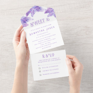 Invitation Tout En Un Lilacs Rustiques Violets Doux 16 Floral Seize
