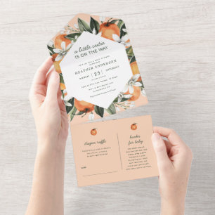 Invitation Tout En Un Little Cutie Sur Le Chemin Baby shower