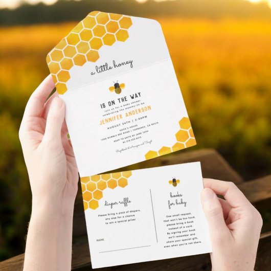 Invitation Tout En Un Little Honey Bee Baby shower
