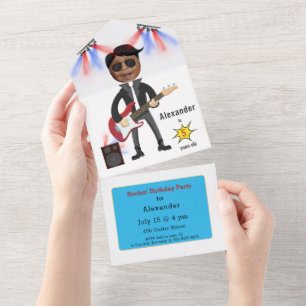 Invitation Tout En Un Little Rock Star Enfants 🎸 🤣 Champion de Guitare