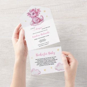 Invitation Tout En Un Livres de Dragon Mignon pour Bébé