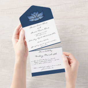 Invitation Tout En Un Lotus en bleu