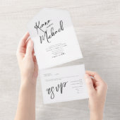 Invitation Tout En Un Love Calligraphy Mariage B&W ID940 (Déchirure)