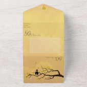 Invitation Tout En Un Lovebirds 50e Anniversaire Mariage d'or (Dehors)