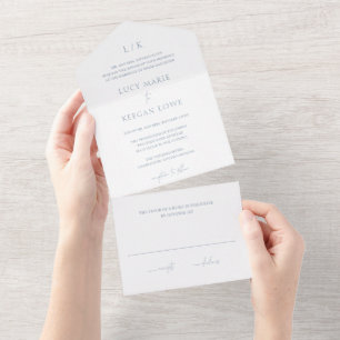 Invitation Tout En Un Lucy Dusty Blue Classic Mariage élégant