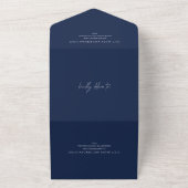 Invitation Tout En Un Lucy Navy Bleu Classique Mariage élégant (Dehors)