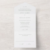 Invitation Tout En Un Lucy Sage Green Classic Mariage élégant (À l'intérieur)