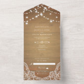 Invitation Tout En Un Lumières à cordes de bois rustique (À l'intérieur)
