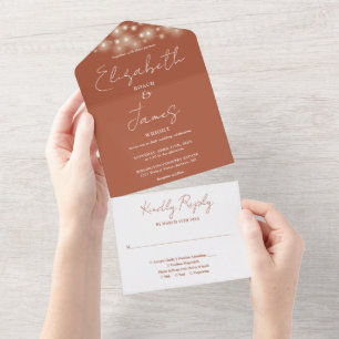 Invitation Tout En Un Lumières de chaîne de script minimaliste en terre