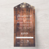 Invitation Tout En Un Lumières de Chaîne Rustiques Réception de Mariage (À l'intérieur)