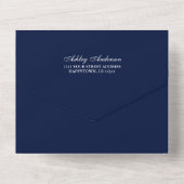 Invitation Tout En Un Lumières en bois bleu Mariage rustique (Verso)