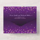 Invitation Tout En Un Lumières étincelantes violet nuit d'hiver mariage (Verso)