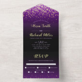 Invitation Tout En Un Lumières étincelantes violet nuit d'hiver mariage (À l'intérieur)