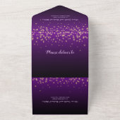 Invitation Tout En Un Lumières étincelantes violet nuit d'hiver mariage (Dehors)