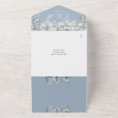 Invitation Tout En Un Lumières guirlandes florales bleu poussiéreux Code (Dehors)