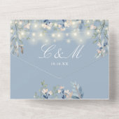 Invitation Tout En Un Lumières guirlandes florales bleu poussiéreux Code (Verso)