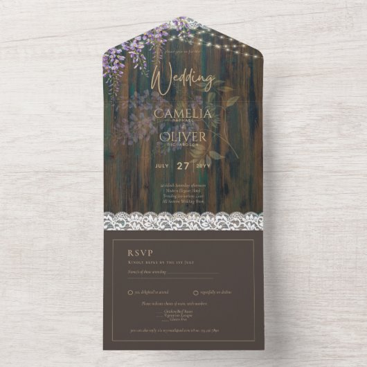 Invitation Tout En Un Luminaires en dentelle de bois rustique Wisteria M (À l'intérieur)