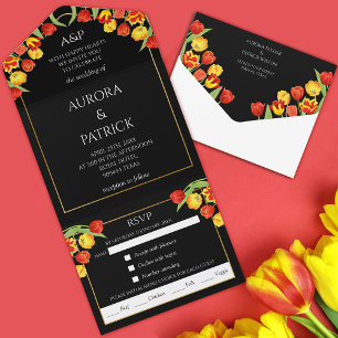 Invitation Tout En Un Lumineuse et audacieuse élégante couleur Tulip pri