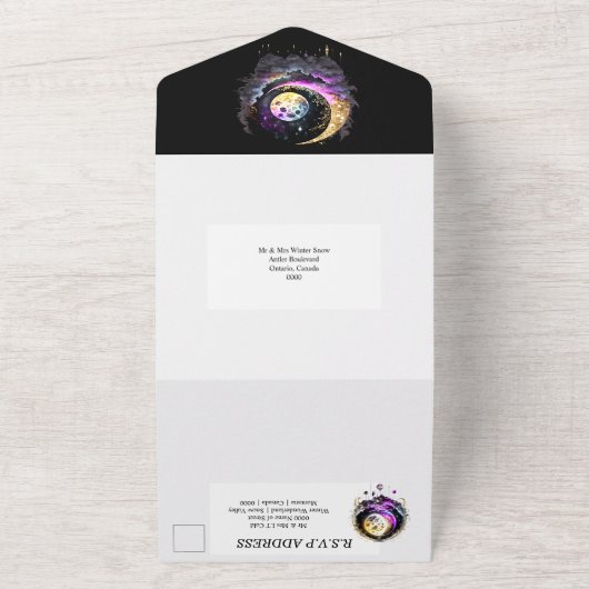 Invitation Tout En Un Lune étoile céleste étoiles lumière mythique (Dehors)