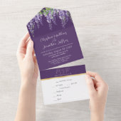 Invitation Tout En Un Lune romantique sur violet foncé (Déchirure)