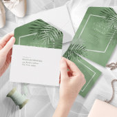 Invitation Tout En Un Lush Palm Leaf Mariage Moss Green ID956
