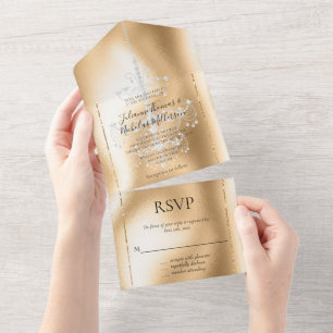 Invitation Tout En Un Lustre en diamant doré glam