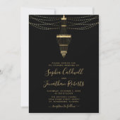 Invitation Tout en un lustre or noir Mariage du soir (Devant)
