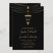 Invitation Tout en un lustre or noir Mariage du soir (Devant / Derrière)