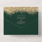 Invitation Tout En Un Luxueux Gold Forest Green Parties scintillant Conf (Verso)