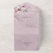 Invitation Tout En Un Lys roses sur Mauve en détresse avec code QR (Dehors)