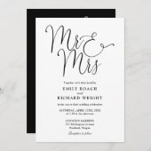 Invitation Tout En Un M. Et Mme Chic Mariage Noir Et Blanc (Devant / Derrière)